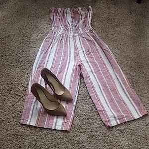 Stripped halter jumpsuit